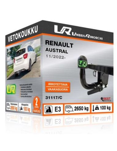 Vetokoukku Renault AUSTRAL vaakasuoraan irrotettava