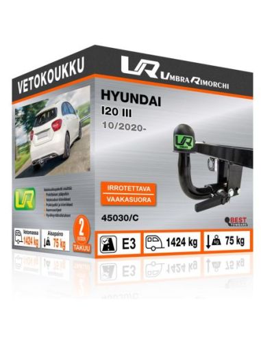 Vetokoukku Hyundai I20 III vaakasuoraan irrotettava