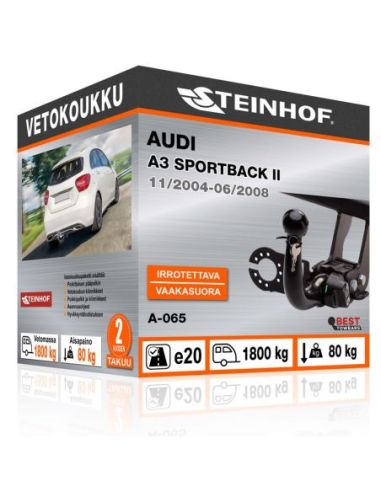 Vetokoukku Audi A3 SPORTBACK II vaakasuoraan irrotettava