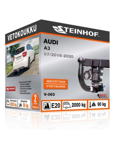 Vetokoukku Audi A3 pystysuoraan irrotettava