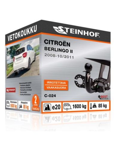 Vetokoukku Citroën BERLINGO II vaakasuoraan irrotettava