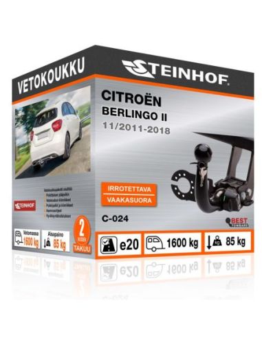 Vetokoukku Citroën BERLINGO II vaakasuoraan irrotettava