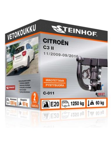 Vetokoukku Citroën C3 II pystysuoraan irrotettava