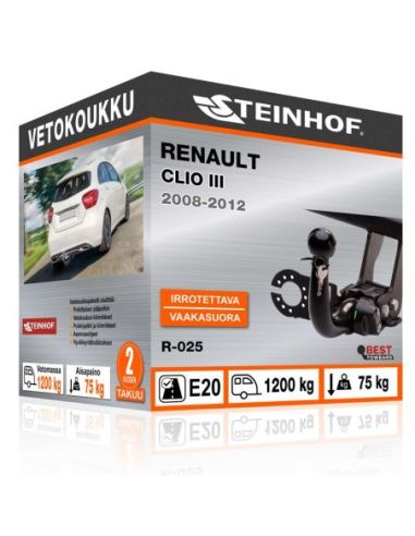 Vetokoukku Renault CLIO III GRANDTOUR vaakasuoraan irrotettava