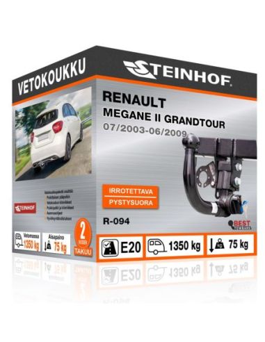 Vetokoukku Renault MEGANE II GRANDTOUR pystysuoraan irrotettava