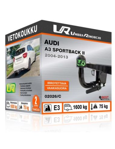 Vetokoukku Audi A3 SPORTBACK II vaakasuoraan irrotettava