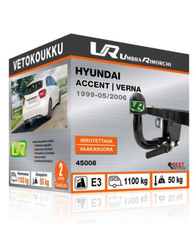 Vetokoukku Hyundai ACCENT | VERNA vaakasuoraan irrotettava