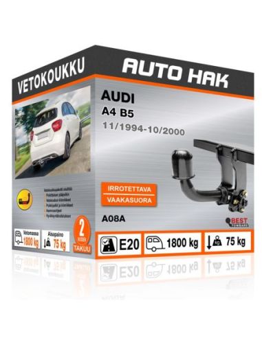 Vetokoukku AUDI A4 B5 vaakasuoraan irrotettava