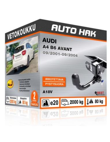 Vetokoukku AUDI A4 B6 AVANT pystysuoraan irrotettava