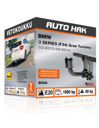 Vetokoukku BMW 3 SERIES (F34) Gran Turismo vaakasuoraan irrotettava