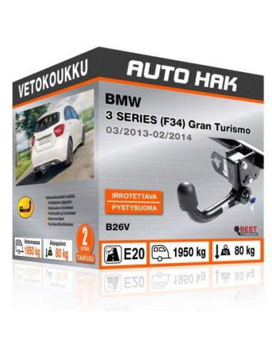 Vetokoukku BMW 3 SERIES (F34) Gran Turismo pystysuoraan irrotettava