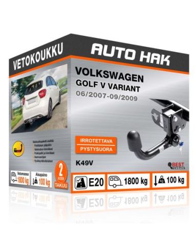 Vetokoukku VOLKSWAGEN GOLF V VARIANT pystysuoraan irrotettava