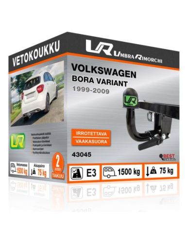 Vetokoukku Volkswagen BORA VARIANT vaakasuoraan irrotettava