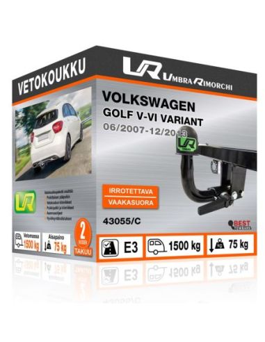 Vetokoukku Volkswagen GOLF V-VI VARIANT vaakasuoraan irrotettava