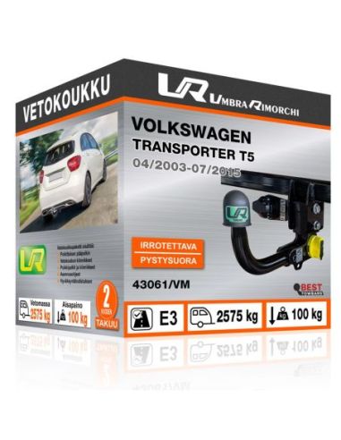 Vetokoukku Volkswagen TRANSPORTER T5 pystysuoraan irrotettava