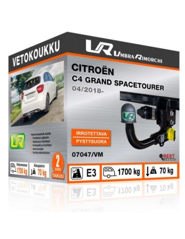 Vetokoukku Citroën C4 GRAND SPACETOURER pystysuoraan irrotettava