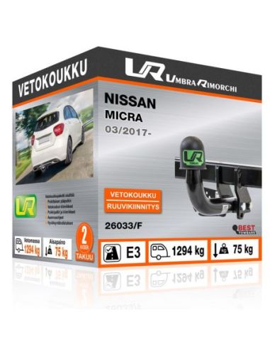 Vetokoukku Nissan MICRA ruuvikiinnityksellä