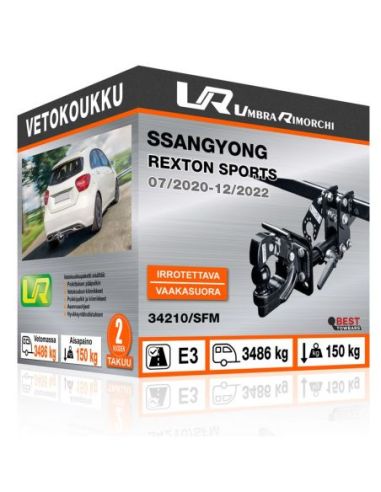 Vetokoukku Ssangyong REXTON SPORTS vaakasuoraan irrotettava