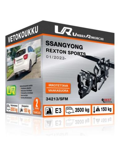 Vetokoukku Ssangyong REXTON SPORTS vaakasuoraan irrotettava